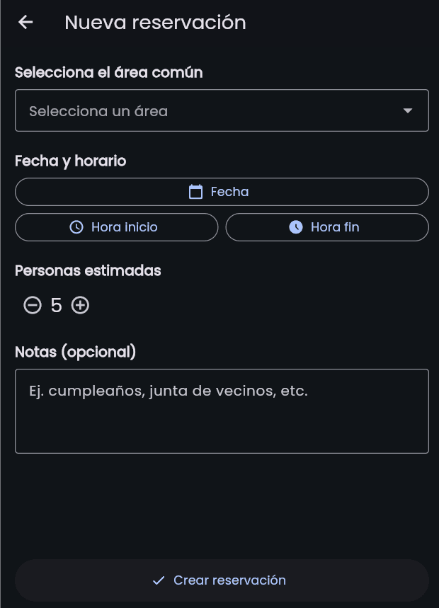Reservación de un área común desde la app del residente de CondoPass